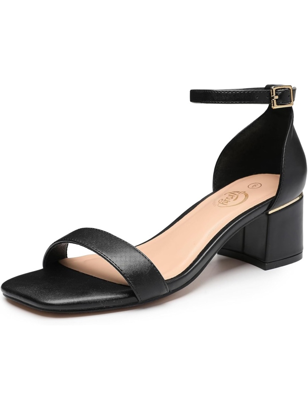 Black Ankle-Strap gold Block Heel Sandals size 9 women brand new shoes